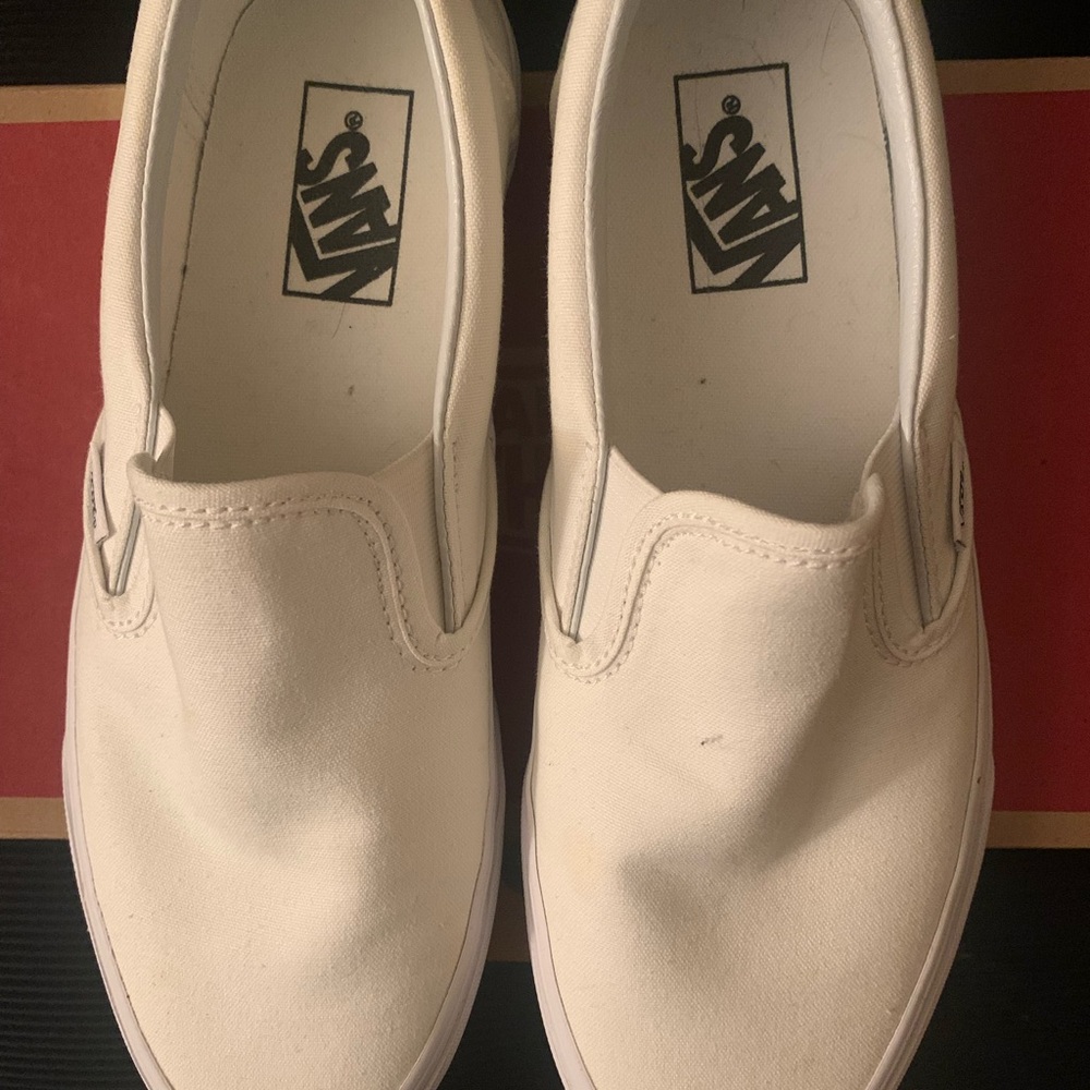 Vans White Slip-On Sneakers